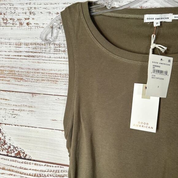 NEW with tags Good American Green Ruched Tank Mini Dress, NWT, Medium, MSRP $119 - Picture 9 of 14